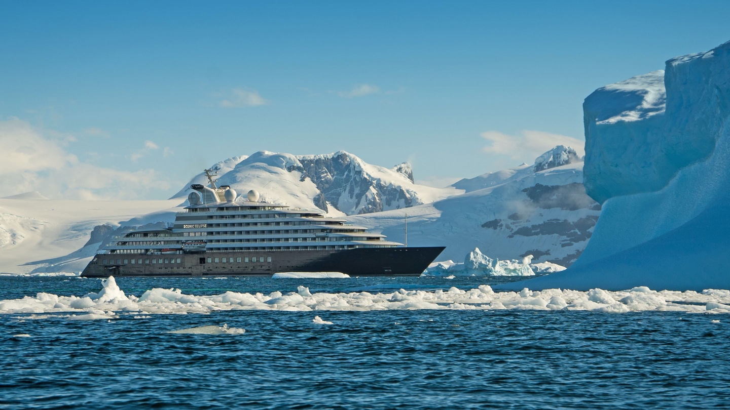 Scenic Eclipse sailing at Detaille Island, Antarctica